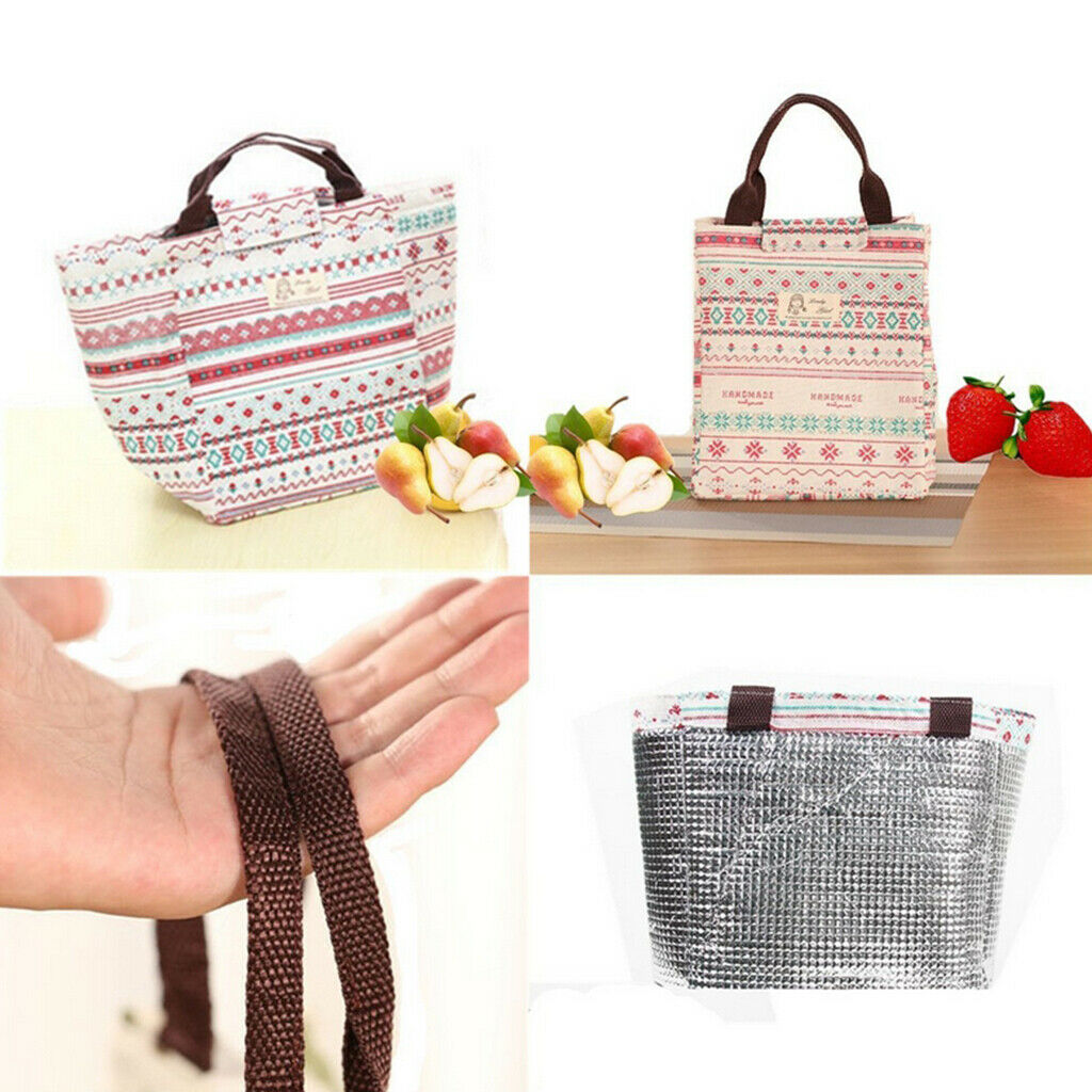 Reusable Lunch Bag Tote Aluminum Foil Thermal Insulated Cooler Bag Lunch Box -