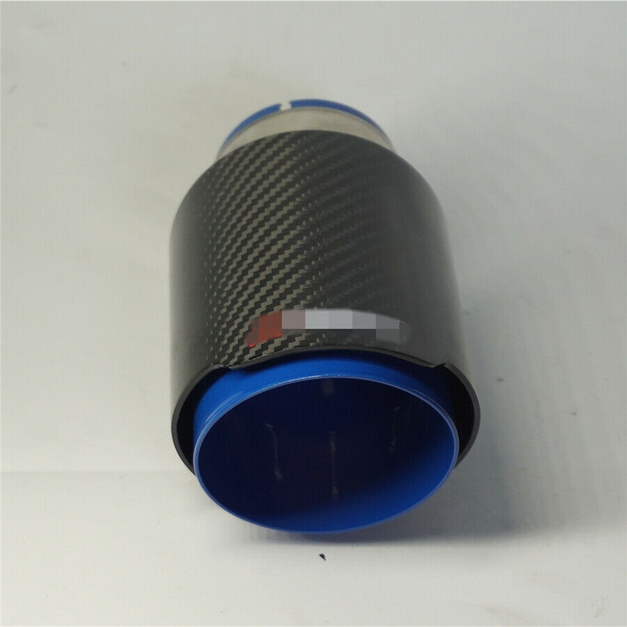 Carbon Fiber + Blue 2.5'' Car Exhaust Pipe Tip Stainless Steel Auto Universal