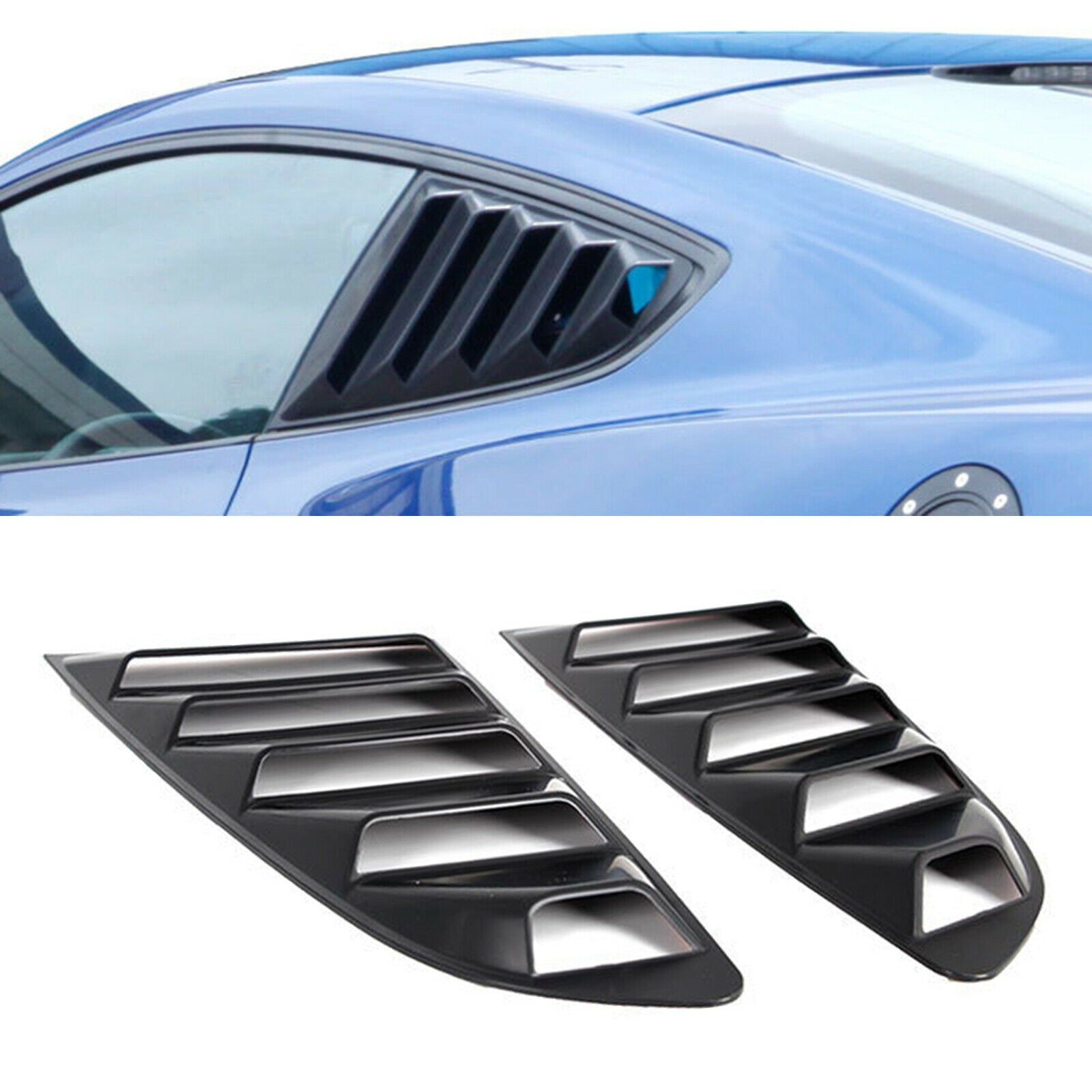 ABS Rear Quarter Side Window Scoop Louvers for Ford Mustang Decoration