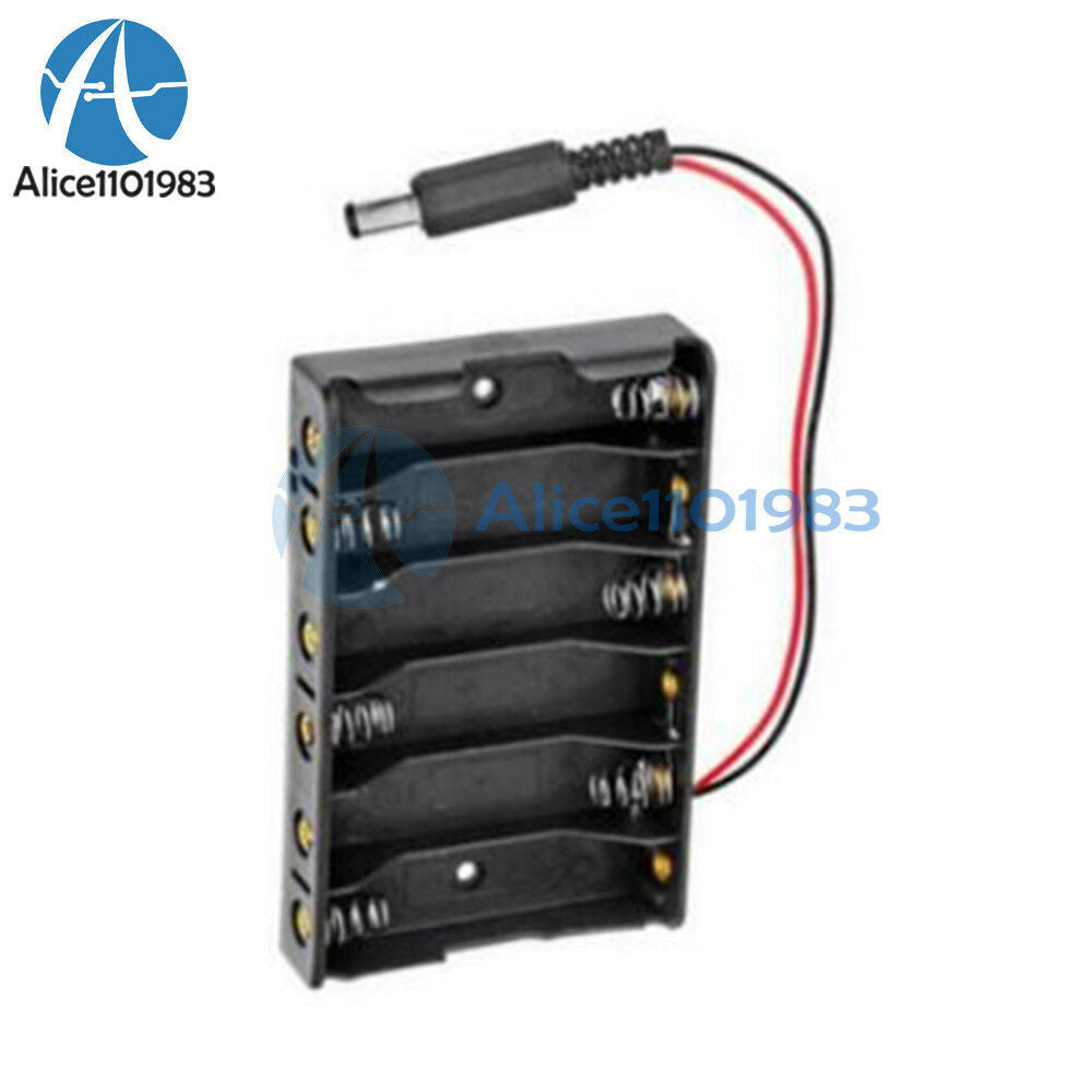 9V 6xAA 6*AA Battery Holder Box Case with DC 2.1 Power Jack Wire Lead