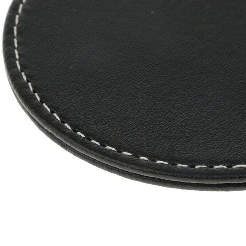 Set of 6 Black Round Leather Coffee Mug Drink Coasters Table Cup Mat  FTDFAU