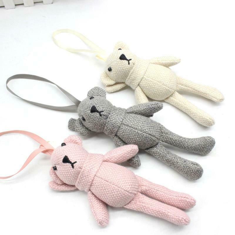 Soft Plush Linen Bear Keyring with Soft PP Cotton Mini Bear Key Chain