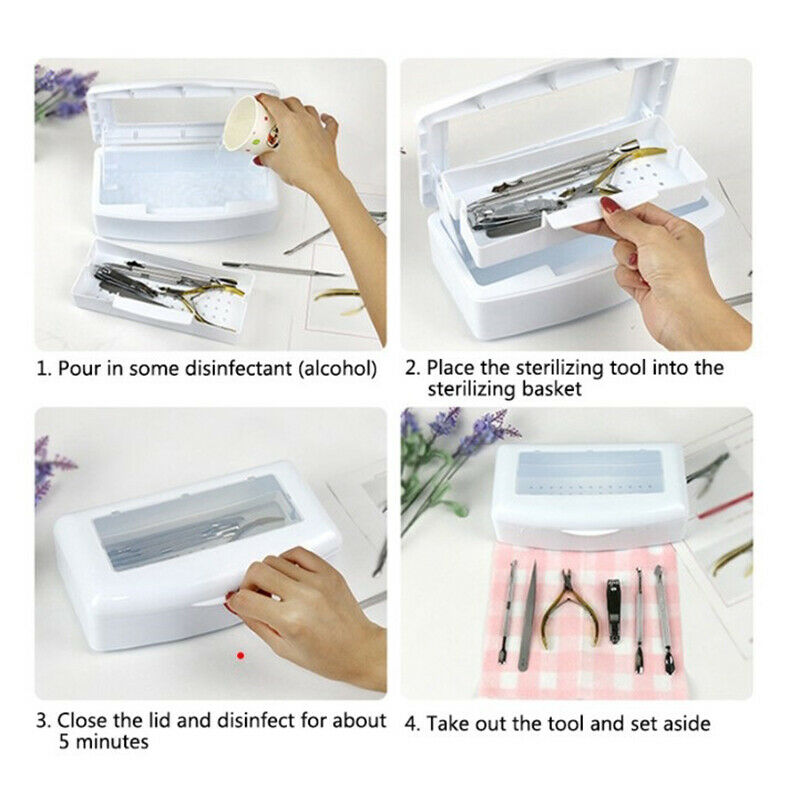 Nail Sterilizer Tray Disinfection Pedicure Manicure Box Nails Art Bo LS