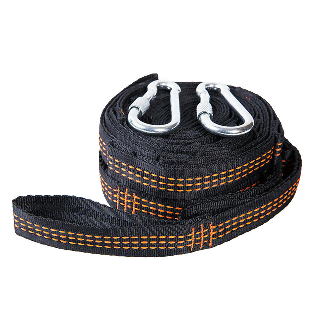 Hammock Bed Rope Tree Strap Strong Hanging Outdoor Camping Tool Hooks Orange