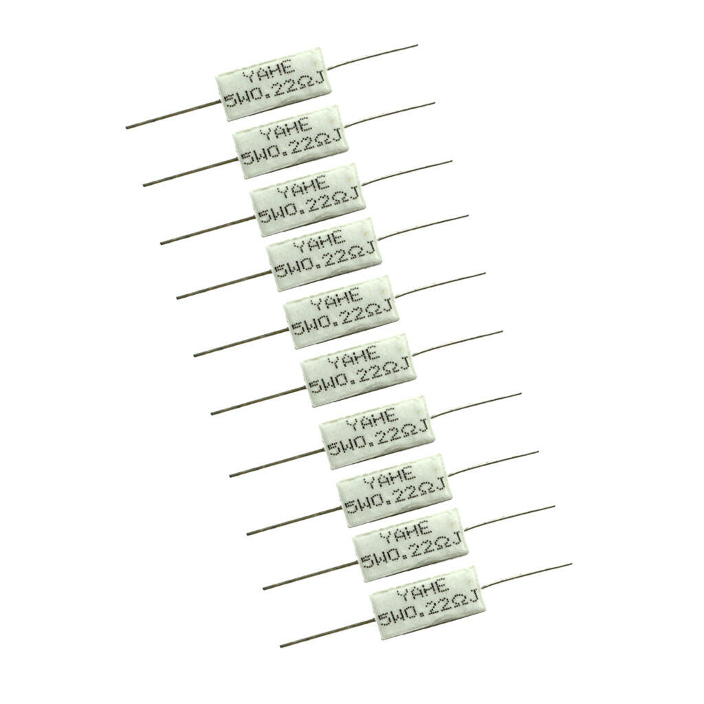 10pcs 5W 0.22 ohm +/-5% Wirewound Cement Resistor Winding Ceramic Resistance