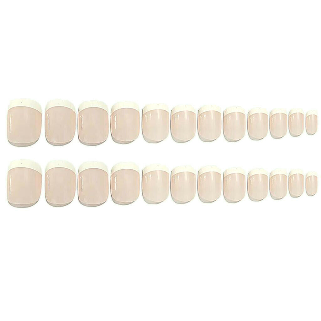 24Pcs Professional French False Nails Tips Natural Nails 12 Sizes for Nail