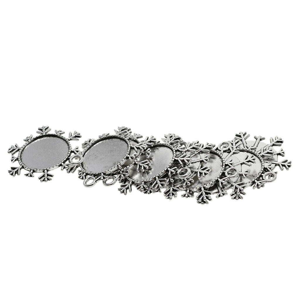 20 Snowflake Pendant Tray Cabochon Setting Set