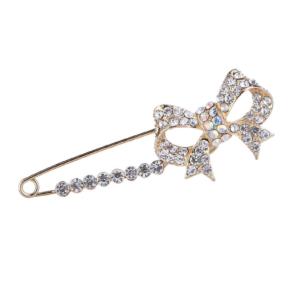 Lovely Crystal Butterfly Bowtie Safety Pin Scarf Coat Gown Pin Men Women
