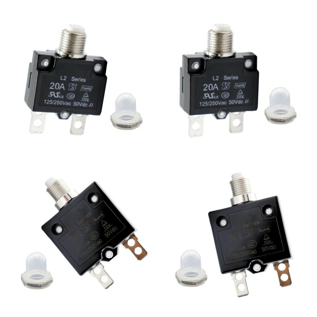 4x 50V DC Push Button Circuit Breaker Manual Overload Protector Switch