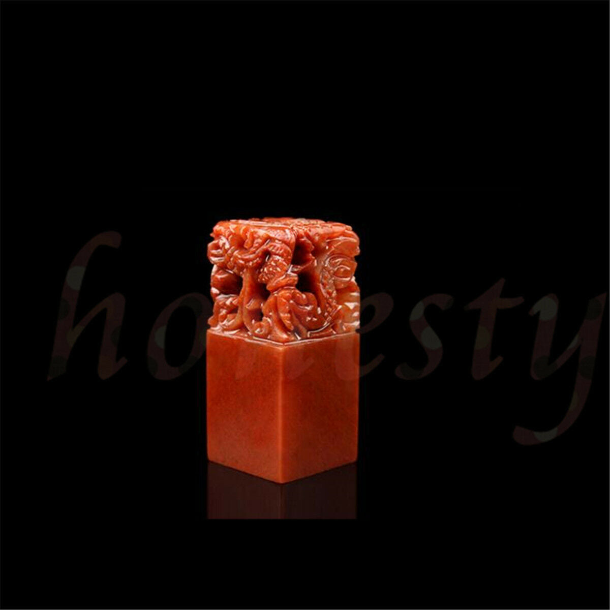 Chinese Traditional Five Dragons Scarlet Carving Sculpture Name Stone Jade Seal