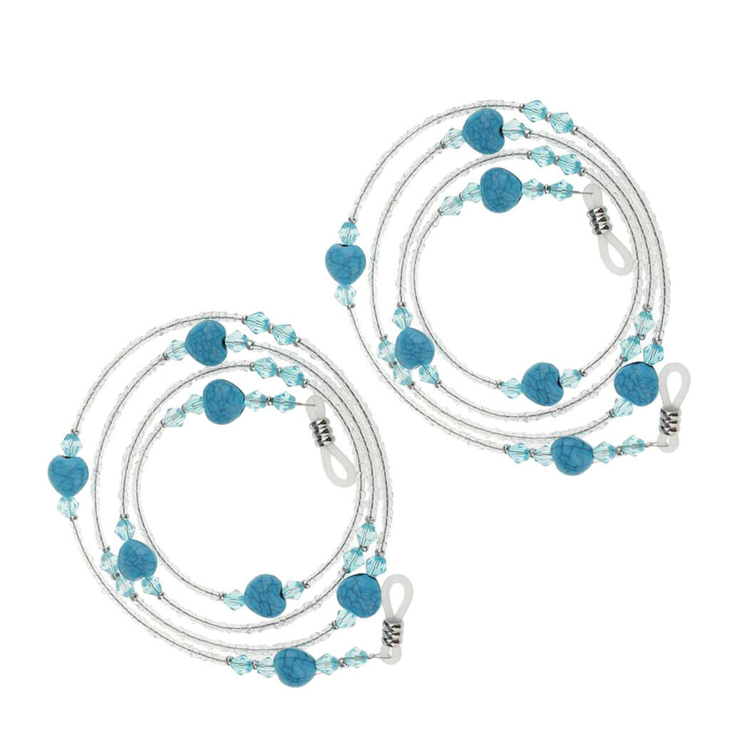 2pc Beaded Glasses Eyeglass Chain Holder Fashion Sunglasses Lanyard Necklace