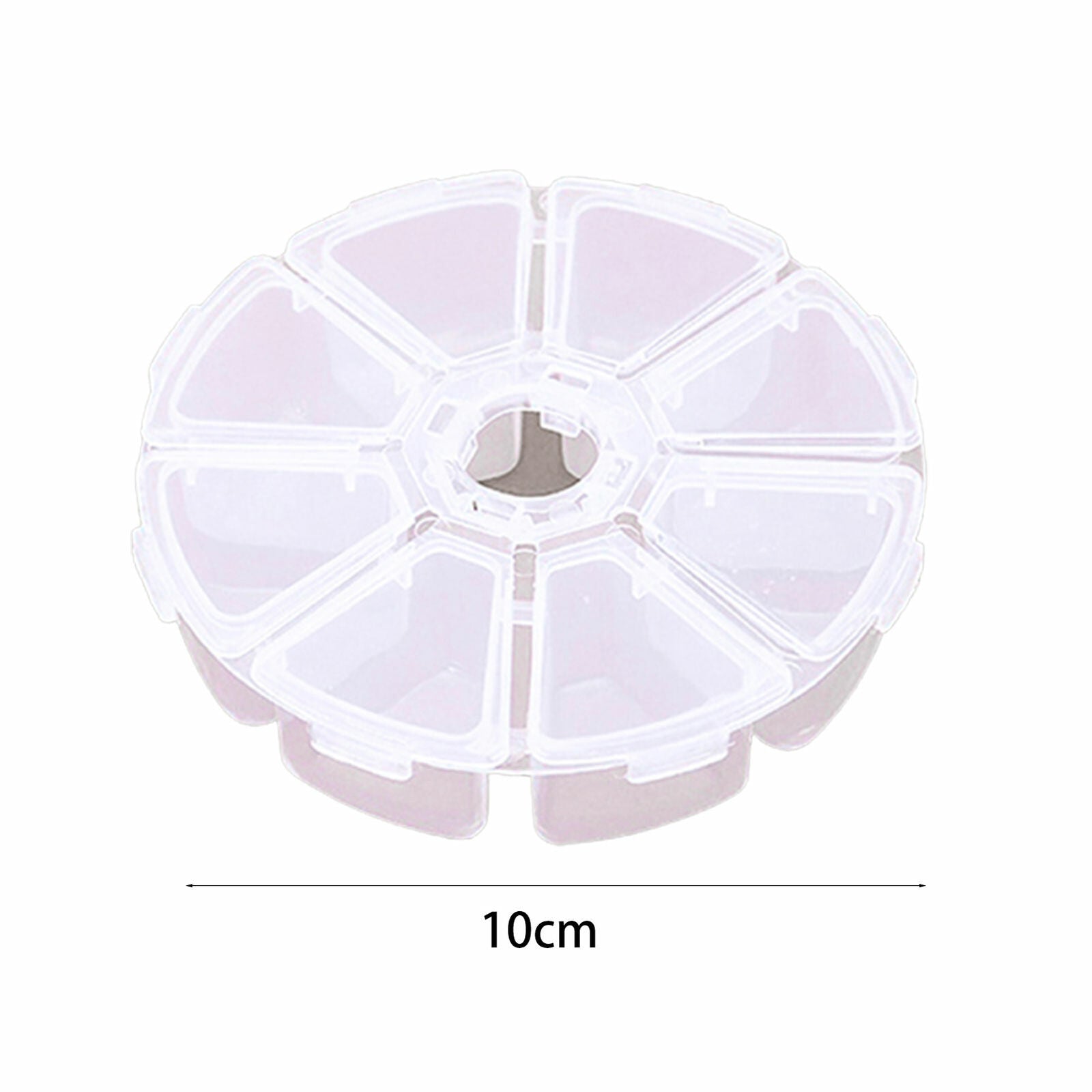Round 8 Grid Clear Plastic Box Jewelry Storage Container Craft Organizer Utility