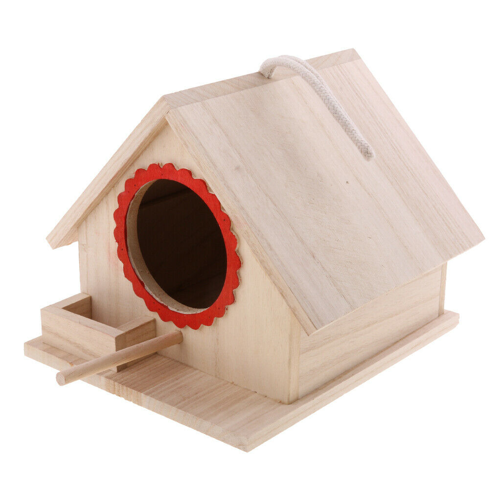 Wooden Wood Hanging Free Standing Bird House Nesting Box Feeder 20x 23x 18cm