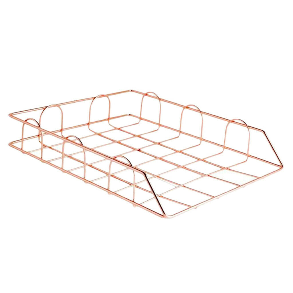 2 Pieces Desk Metal Wire Stackable Letter Trays File Rack Contracts Holder