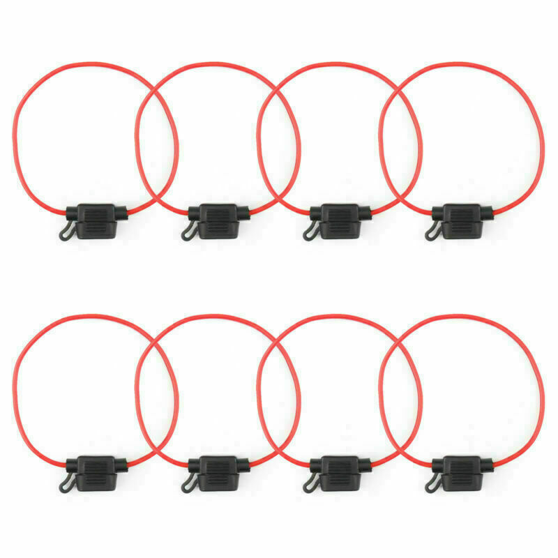 8Pcs Low-profile Mini Blade Fuse Holder Waterproof 16AWG In-Line Wire For Car CA