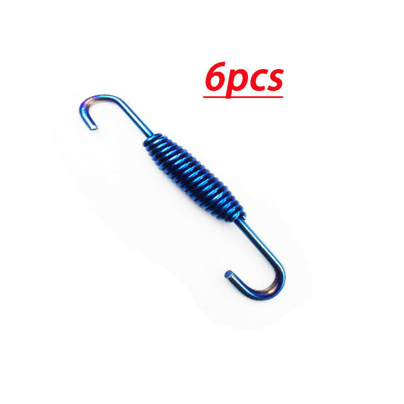 6 Pcs Blue Stainless Steel Scooter Motorcycle Exhaust Pipe Muffler Springs Hooks