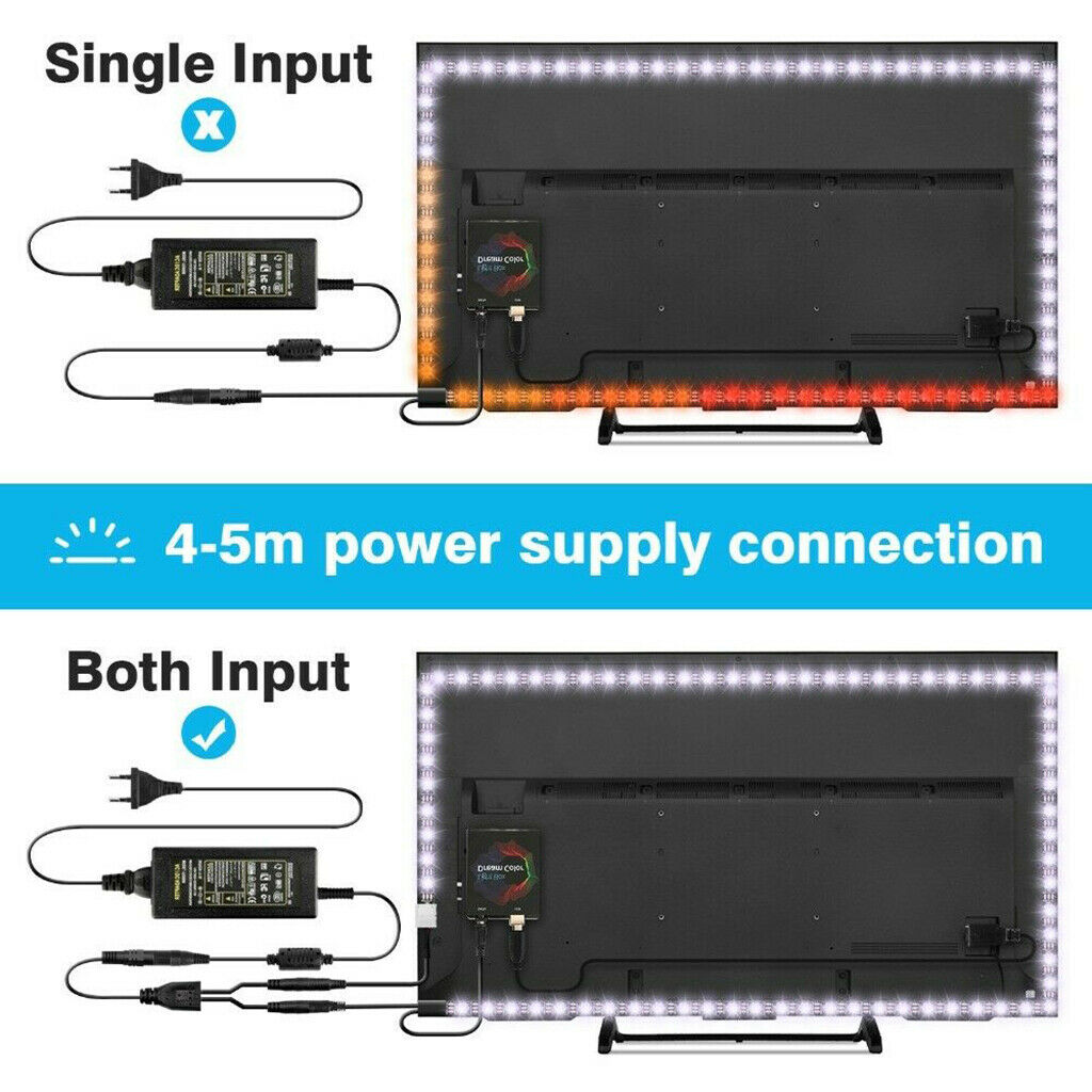 RGB 5050 LED Strip Lights with 5V Power Supply for Bedroom TV Ornaments 1m