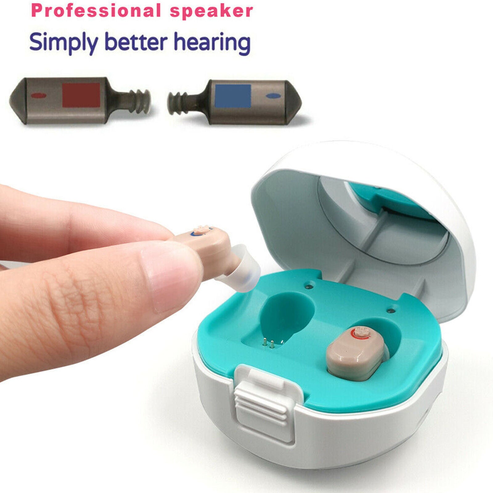1Pair Digital Rechargeable Invisible Hearing Aids Sound Voice Amplifier Enhancer
