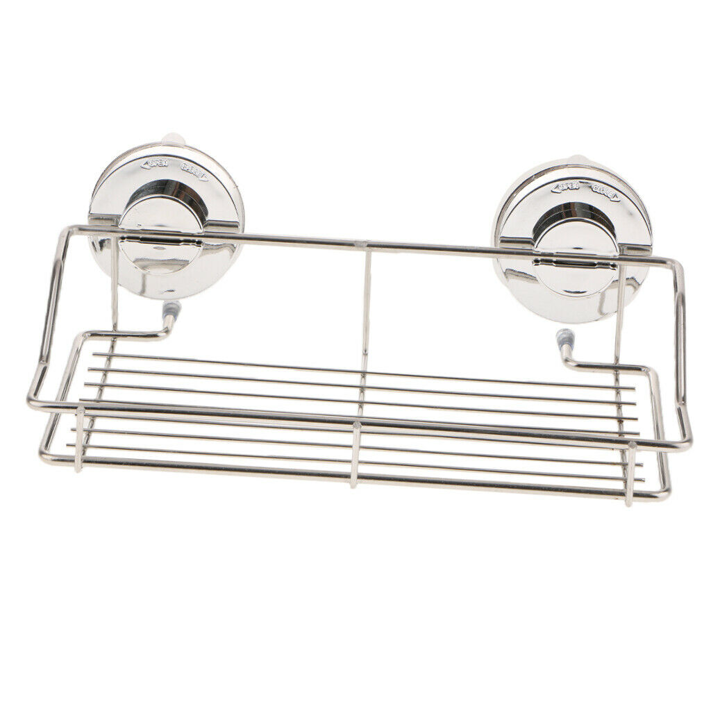 Stainless Steel Kitchen Bathroom Shower Shelf Storage Suction Basket Rack