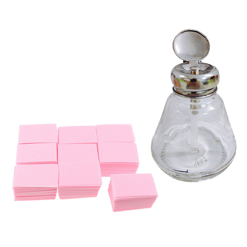 Empty Nail Polish Remover Pump Dispenser Push Down Bottle+700x Nail Gel Wipe