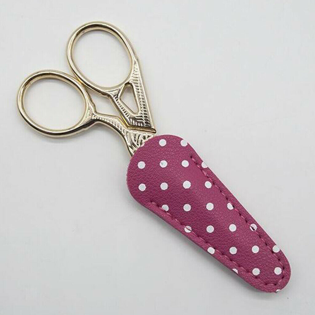 3x Polka Dot Leather Sewing Scissors Sheath Safety Scissors Protection Cover