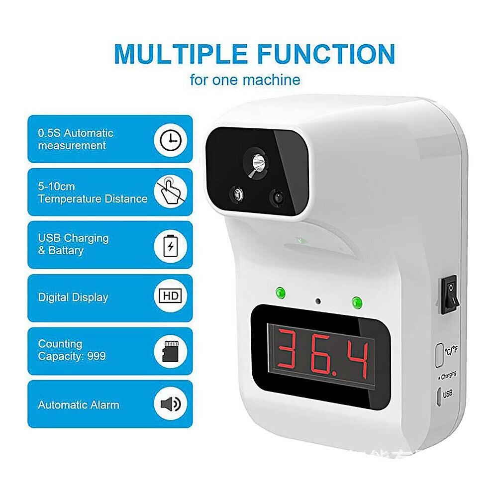 Wall-Mounted Thermometer, Non-Contact Infrared Thermometer with Fever Alarm