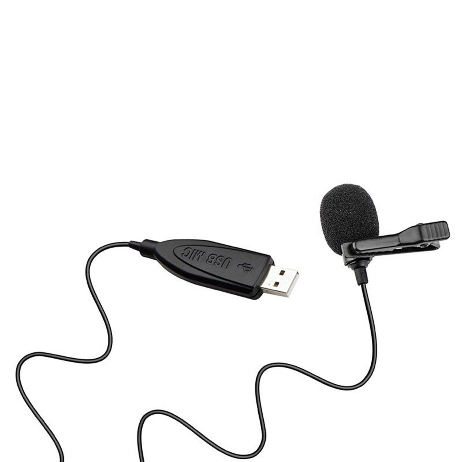 USB Lavalier Microphone Clip on Collar Computer Mic For Desktop Laptop PC