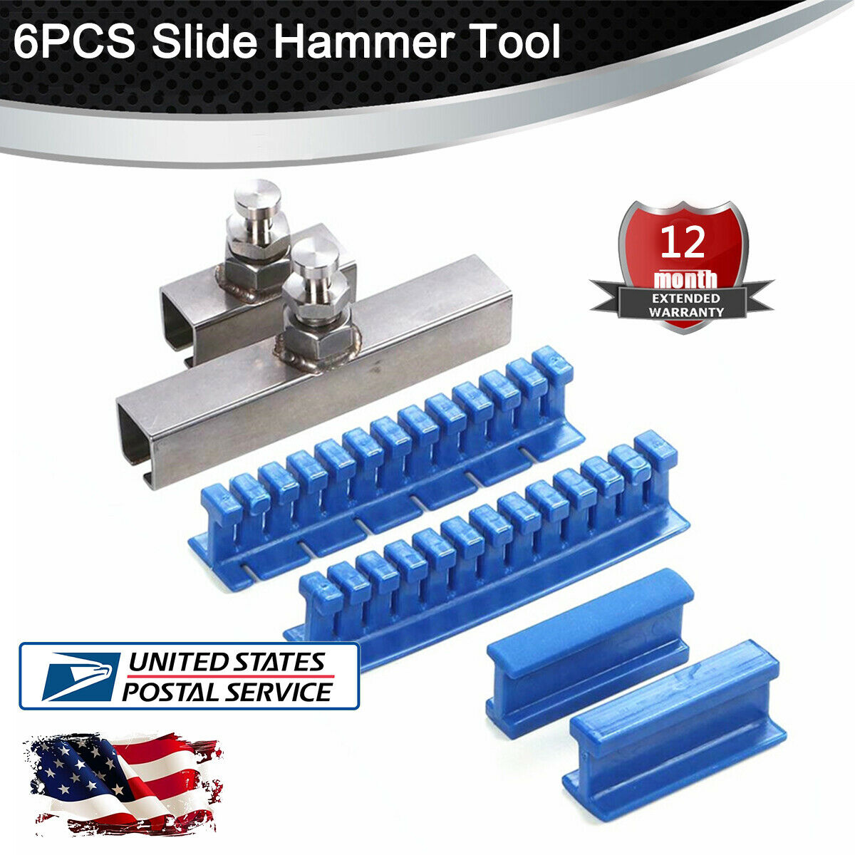 6PCS Paintless Dent Removal Slide Hammer Tool Puller Lifter Repair Hail Damage