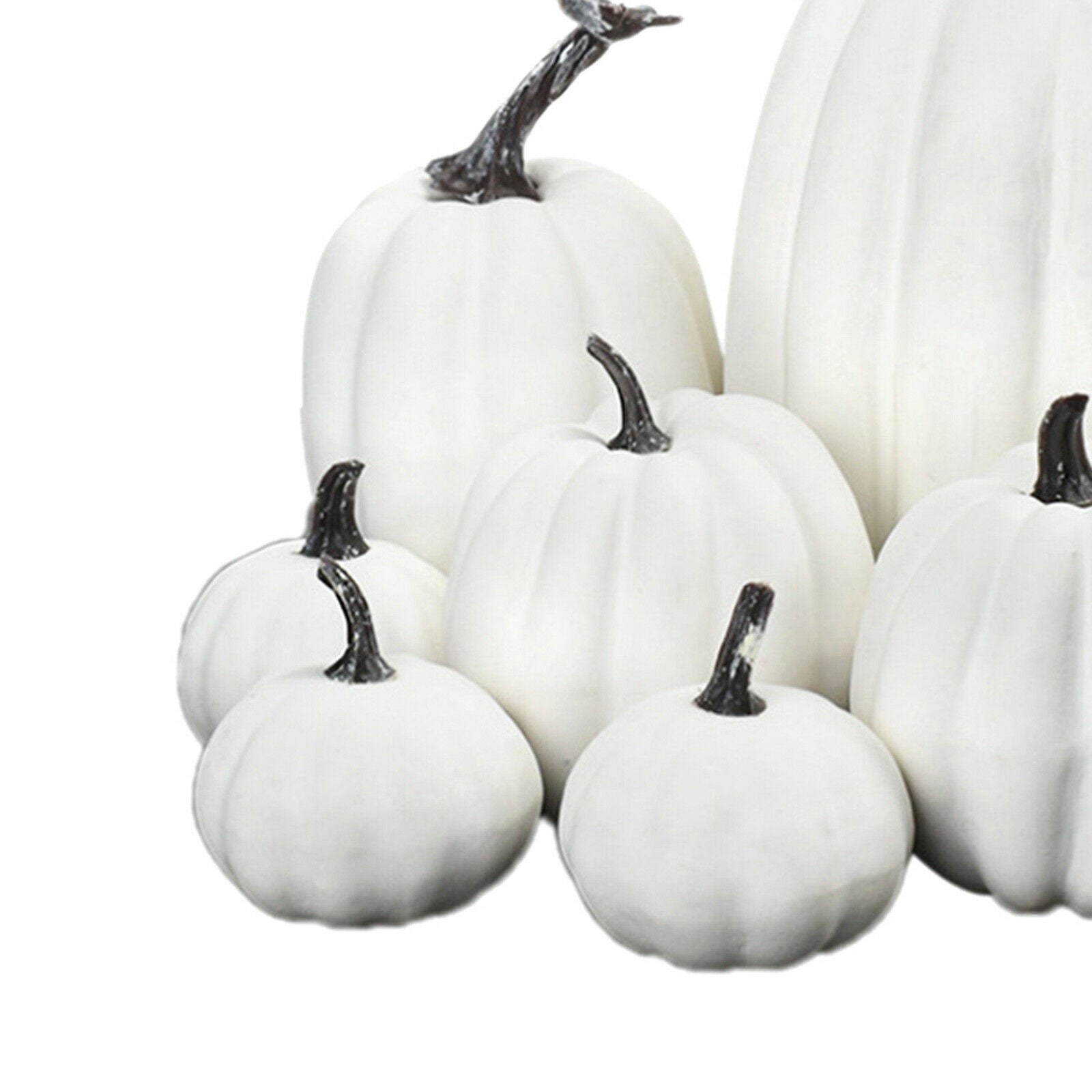 14Pcs Faux Pumpkins White Orange Seasonal Fall Decoration Autumn Harvest