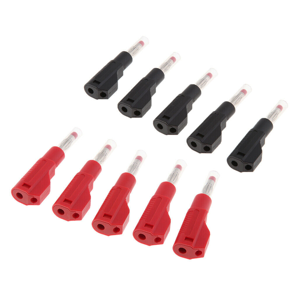 4mm Banana Unshrouded Stackable Plug Red Connector Insulated Black/Red 10PCS