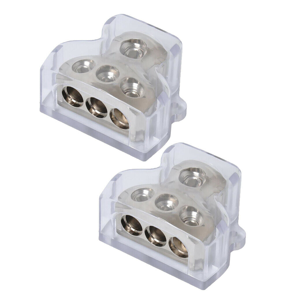 2 Pieces New 3Ways Car Audio Power Ground Cable Splitter Distribution Block