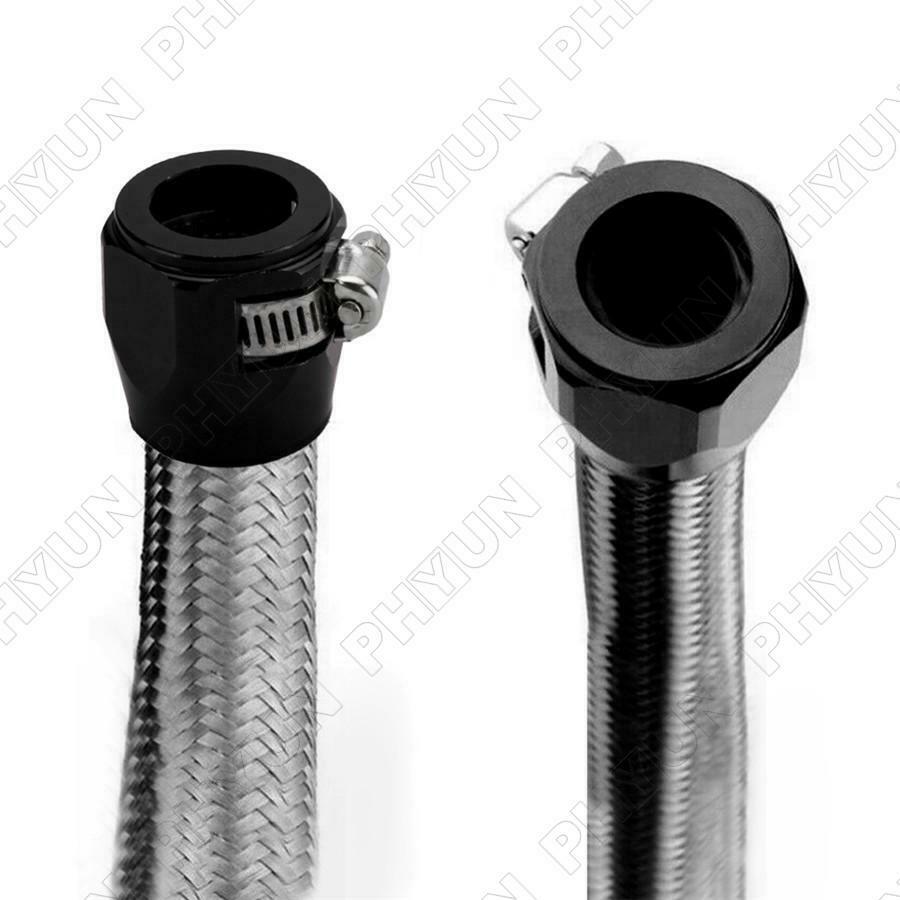 4x Black Aluminum alloy Car Hose Finisher Clamp AN6 Fitting Adapter Universal