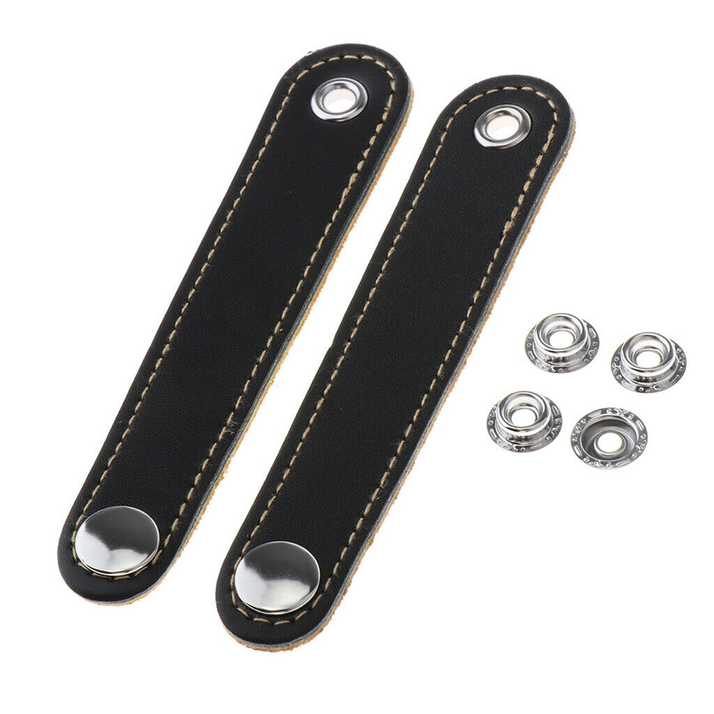 2pcs Adjustable Accordion Bass Bellows Belts PU Leather Cover in Black