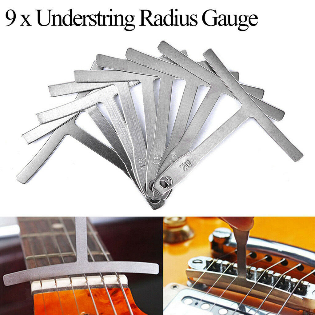 9Pcs Guitar Understring Radius Gauge Builder Luthier Tool Radius Measure