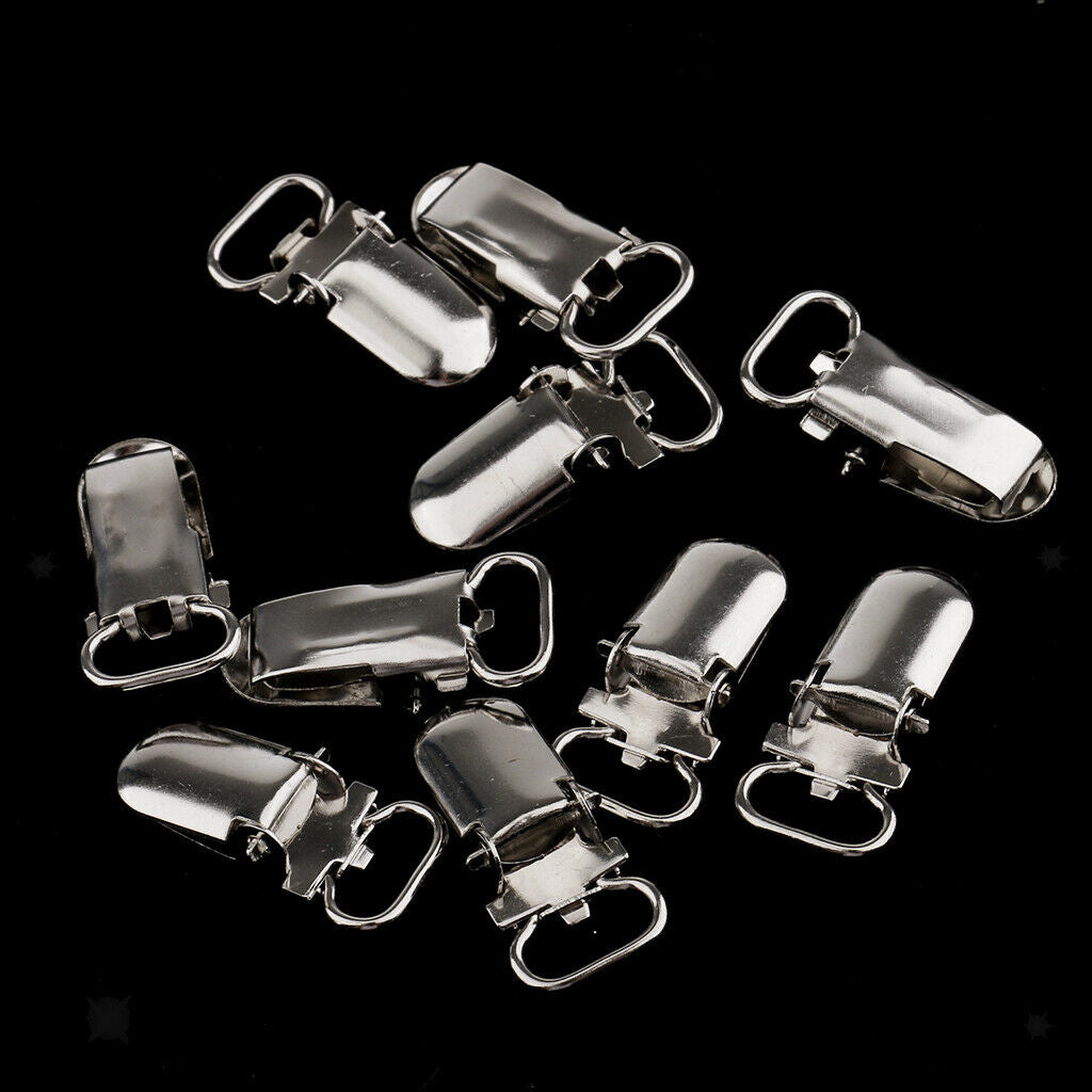 20pcs Metal Pacifier Suspender Clips Webbing Dummy Strap Holder Craft Hooks