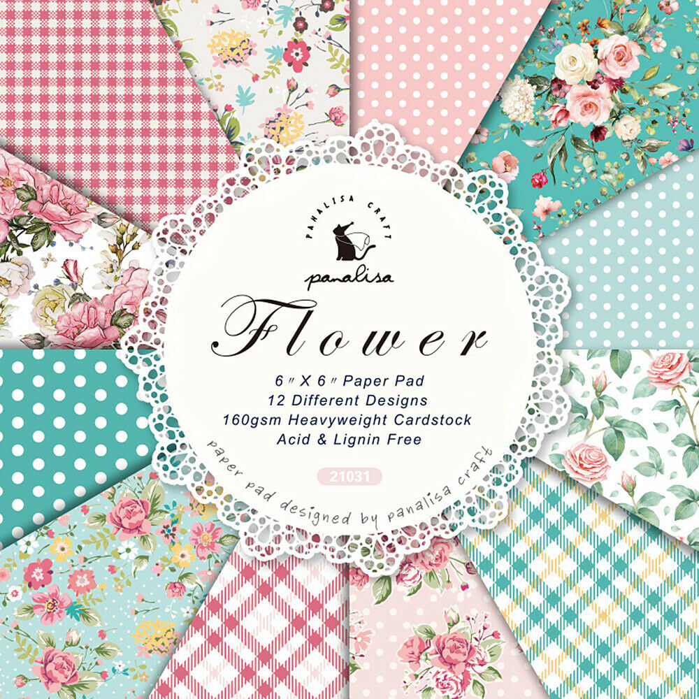 12PCS Paper Pad Dot Grid Flower Scrapbooking Album Card Diary Journal Craft DIY