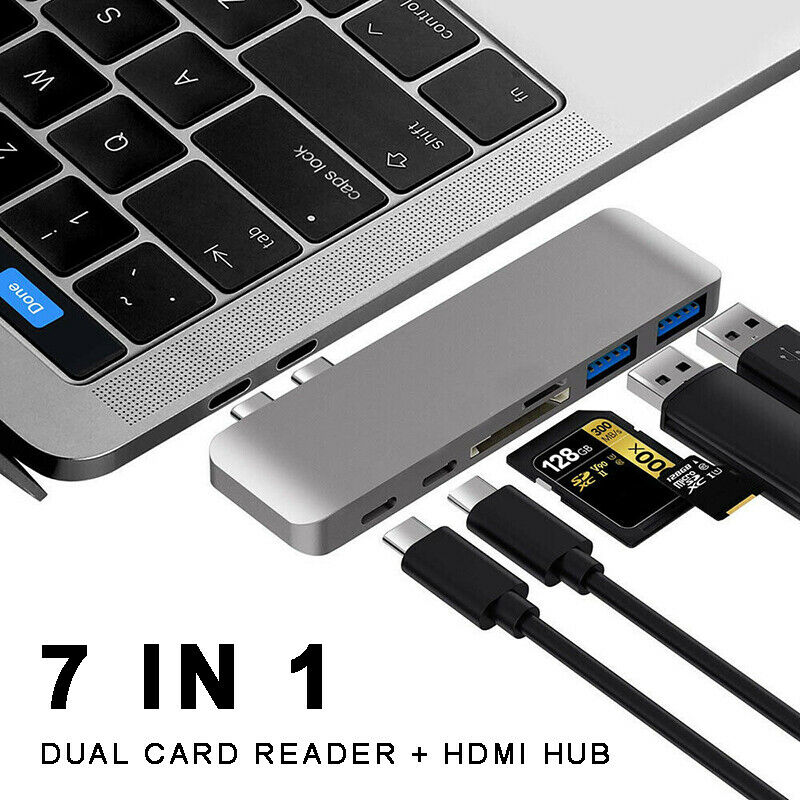 for iPad Pro 7 in 1 Type-C to 3.5mm USB-C Earphone Jack HDMI PD Hub Adapter