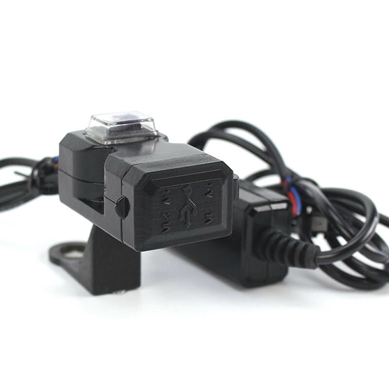 Waterproof Dual USB 12V Motorcycle Handlebar Charger Socket w/ Switch&Mounts GR