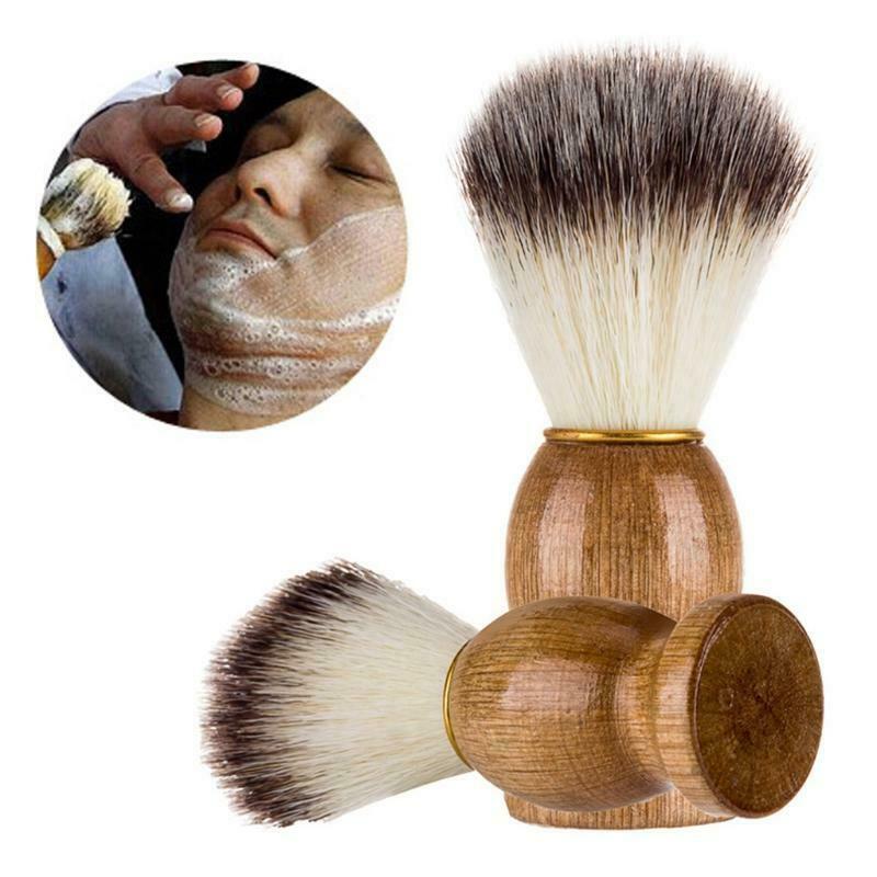 Men Shaving Brush with Wooden Handle Nylon Hair Face Cleaning Beard Cleaner Tool
