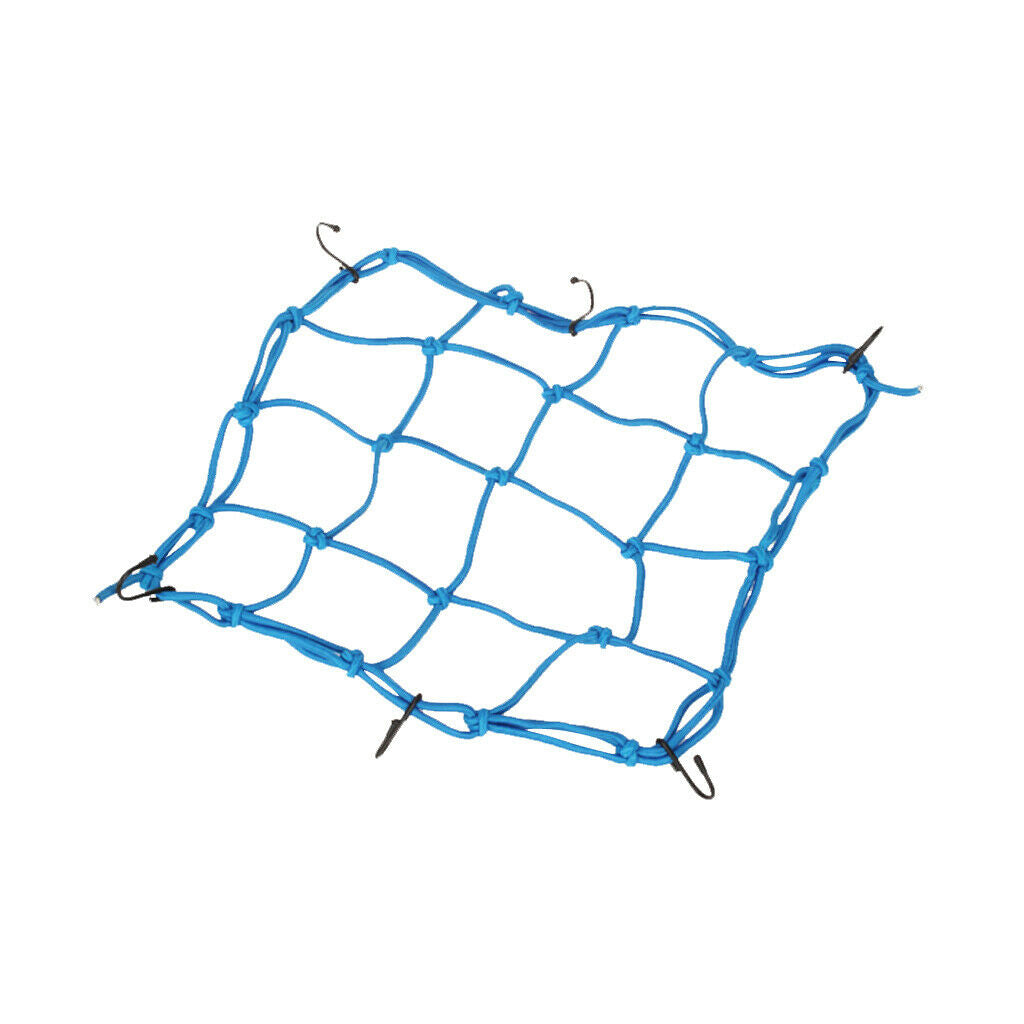 Royal Blue Bungee Motorcycle Helmet Cargo Net 6 Hooks Luggage Package Cargo Net