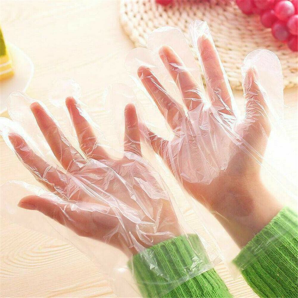 100Pcs Plastic Disposable Gloves Restaurant Service Catering Hygiene Cleaning