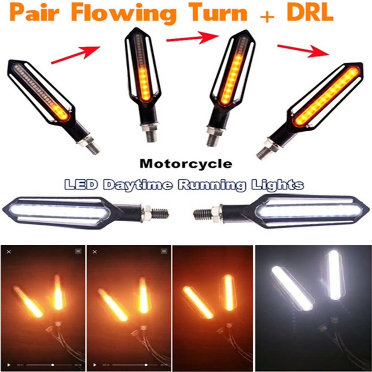 4X Front DRL Rear Tailight Flasher Strobe Dual colors DRL Brake Flowing Lights