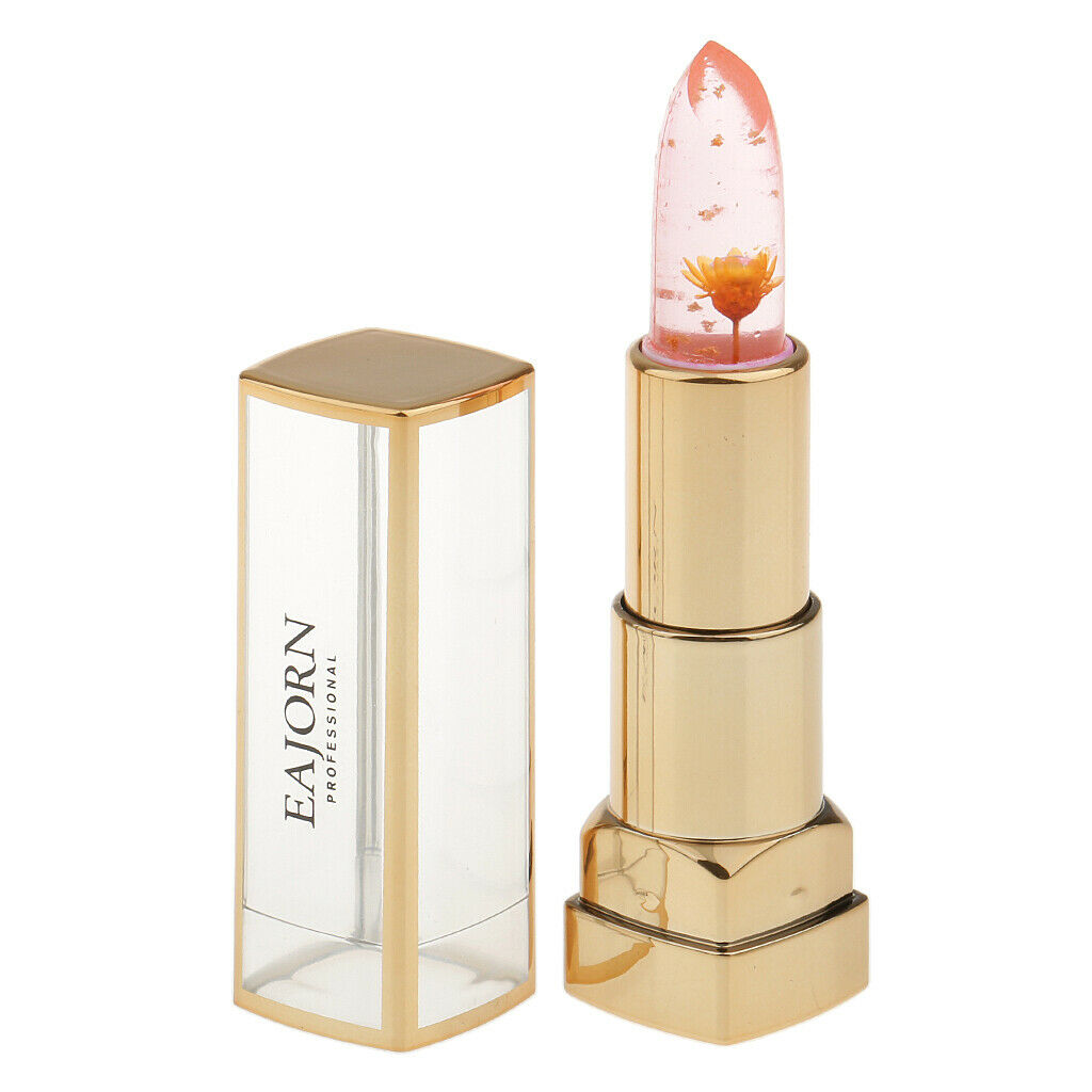 Clear Jelly Temperature Change Color Lipstick Flower Inside Orange Flower