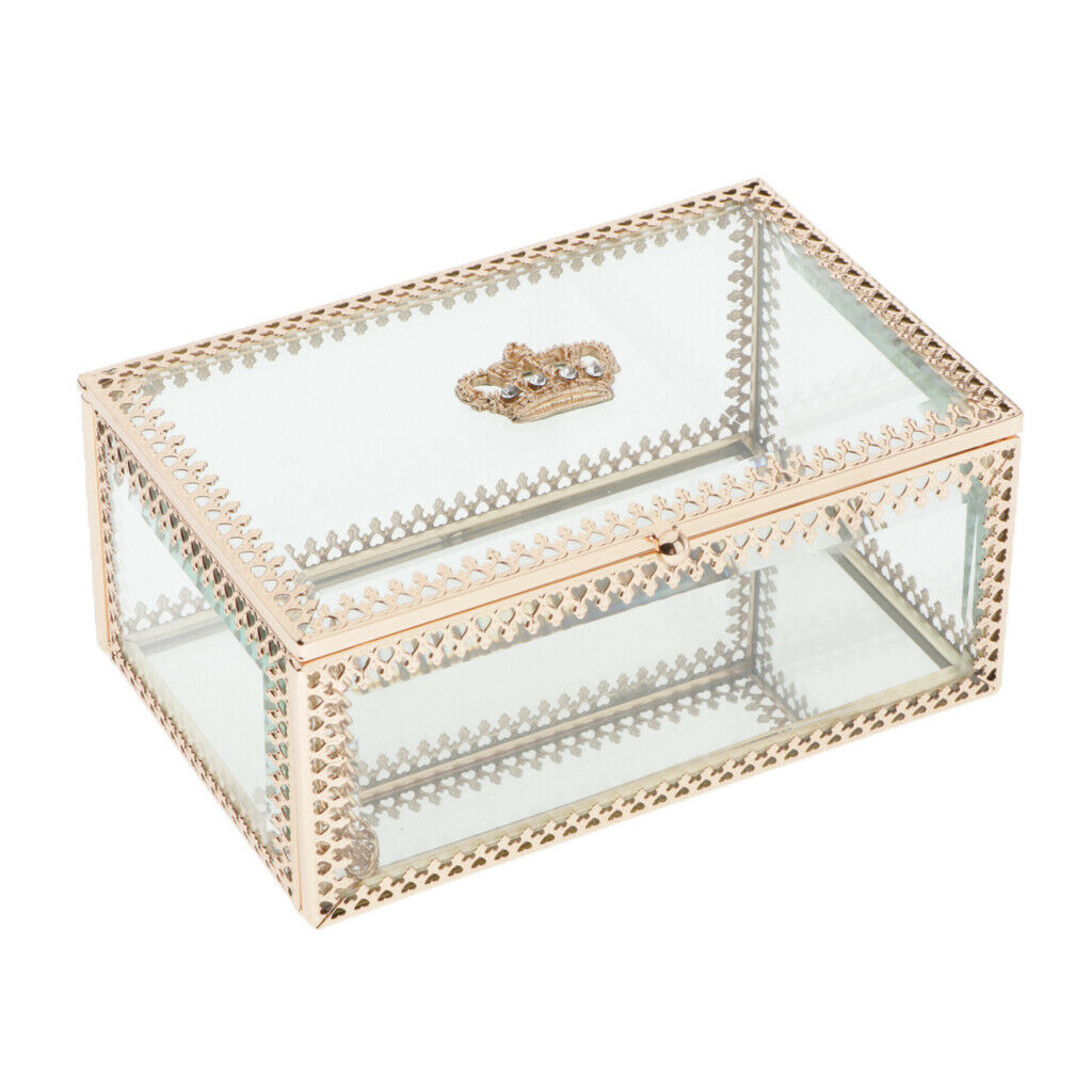 Glass Rectangular Trinket Jewelry Organizer Boxes Plants Flower Holder