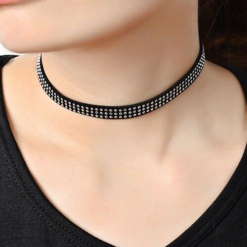 Fashion Black Faux Suede 10MM Leather Choker Necklace Gothic Grunge Retro Chain