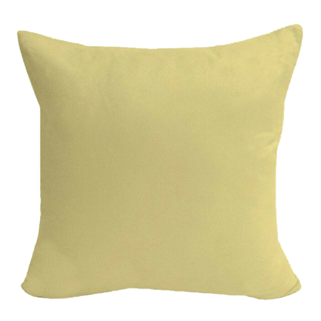 New Sofa Pillow Cover Solid Color Euro Sham Soft Pillowcase Yellow-45x45cm