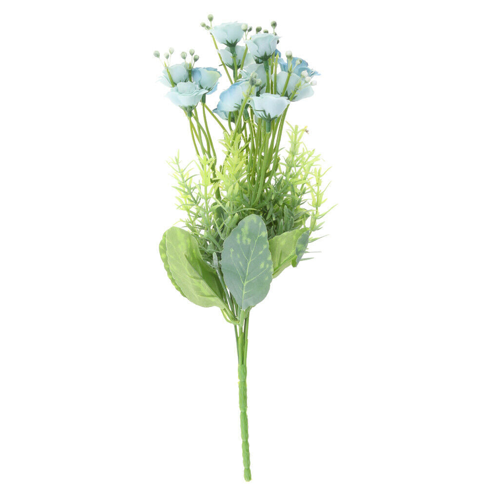 1 Piece 15-Head Artificial Silk Rose Flower Heads Home Garden Decor Blue