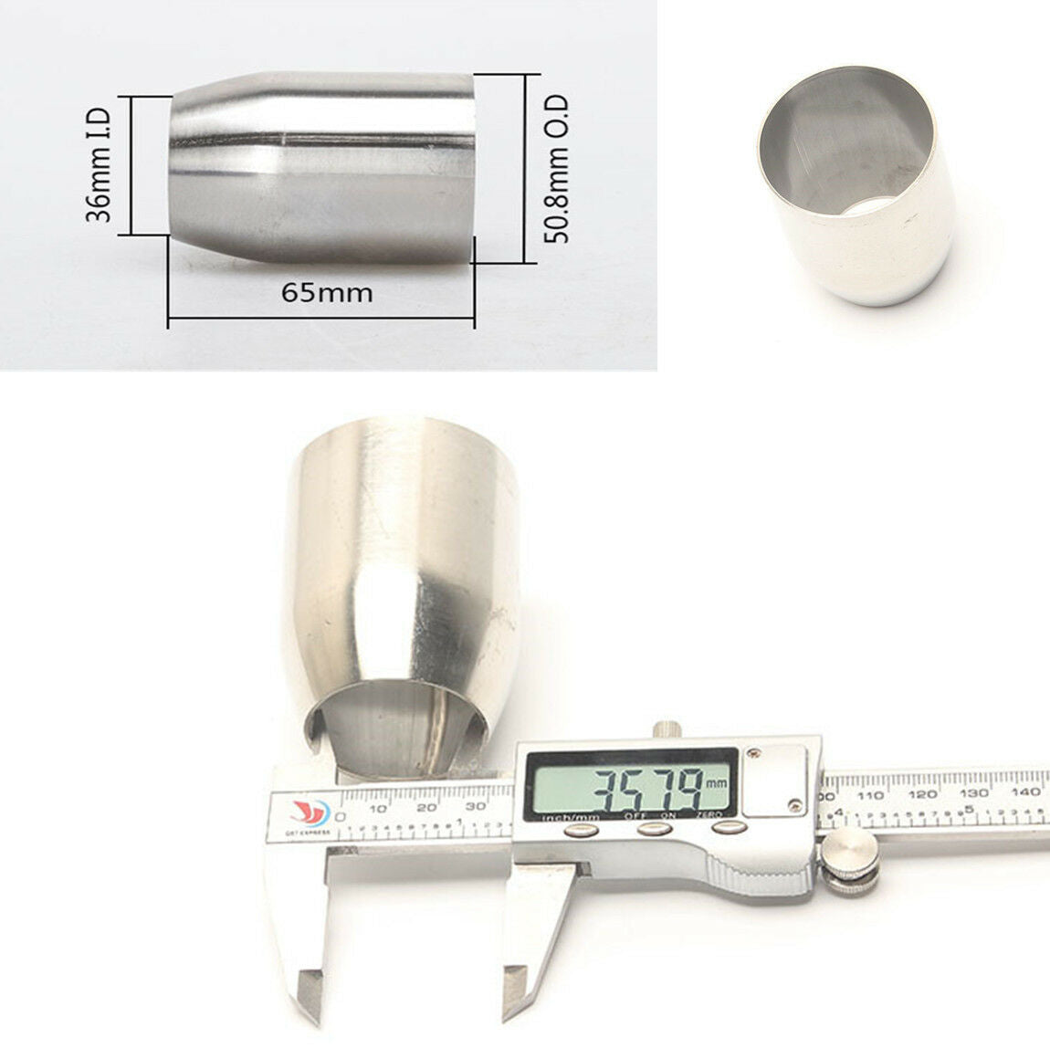 36mm-51mm Motorcycle Exhaust Reducer Pipe Connector Tube Stainless Steel Adapter