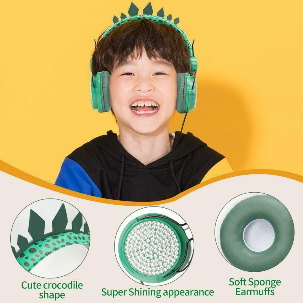 Dinosaur Kids Headphones for Boys Children Teens, 3.5mm Wired Headphone with
