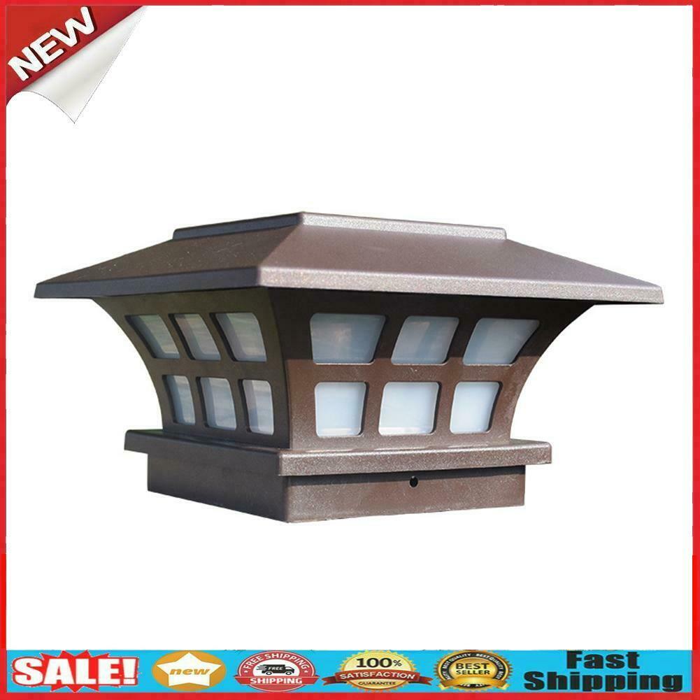 LED Solar Pillar Lamp Waterproof Courtyard Porch Lawn Garden Column Light @